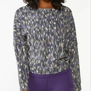 Cato Activewear Purple/Gray/Crean Open Back Crossed Sweatshirt Size Large